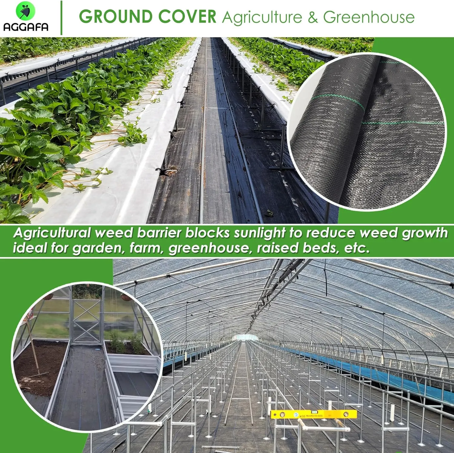 (3ft x 300ft 100% Virgin Material. Premium Heavy Duty Weed Barrier Fabric for Landscaping, Farming, Gardening and Agriculture. Durable Woven Landscape Fabric