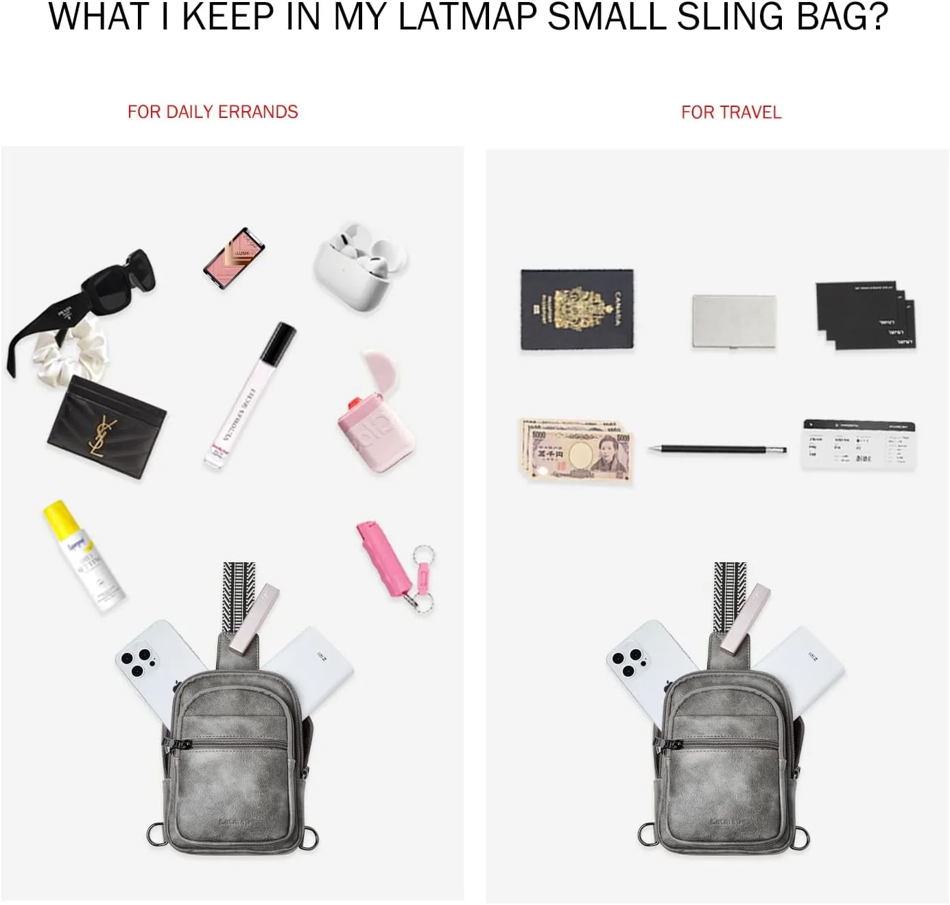 3L SMALL Sling Bag Fanny Packs For Women Men Mini Crossbody Chest Belt Travel Bag Purse Handbag Faux Leather Fashion Cute