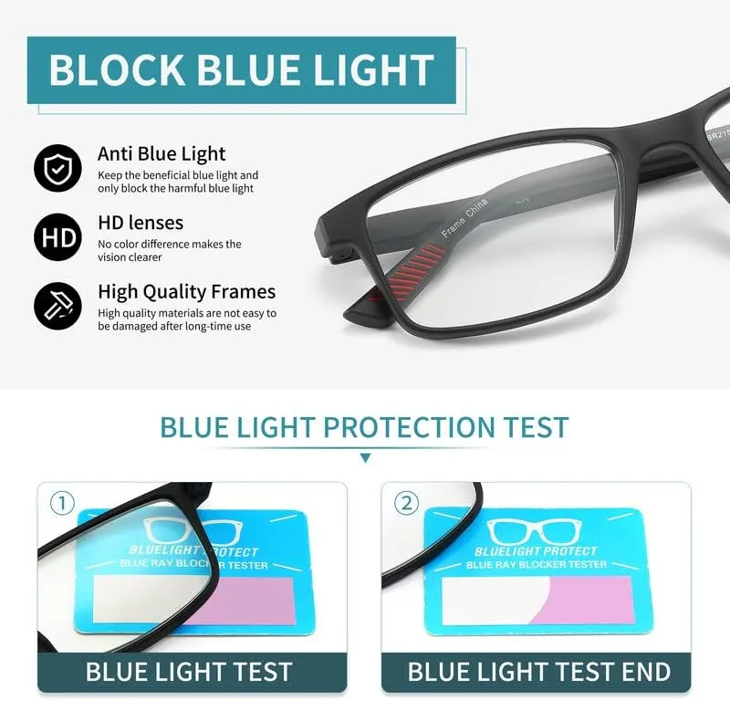 4 packs of blue block reading glasses (male and female), computer reader, UV block glasses (0.0x)