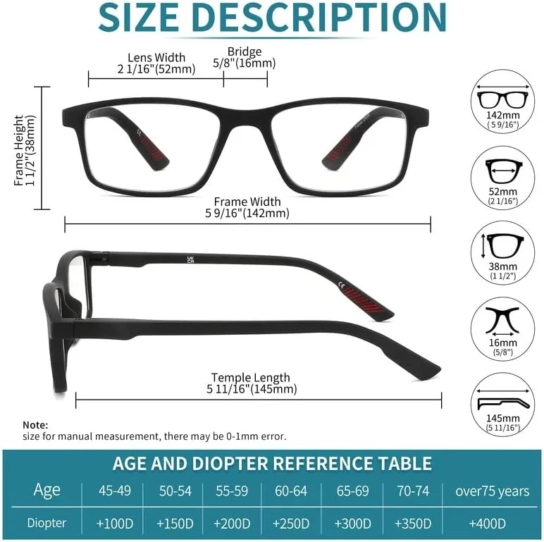 4 packs of blue block reading glasses (male and female), computer reader, UV block glasses (0.0x)