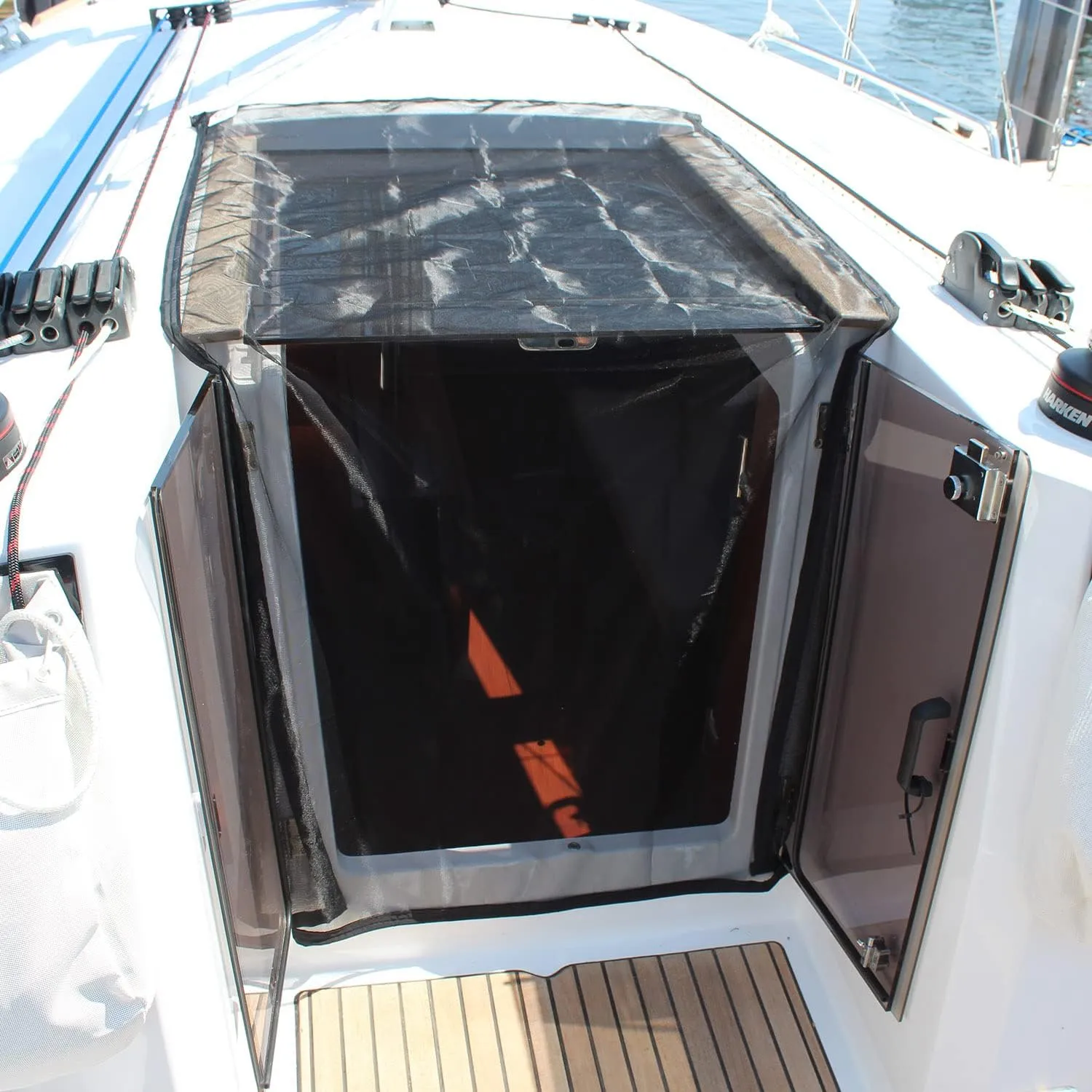40" X 77" Mosquito net/Insect Screen for The Boat companionway by Sogeman | Fast Install Over The companionway. Stays in Place with Weighted Band.