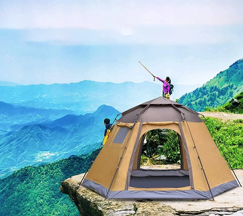 5-8 Person Fully Automatic Hexagon Camping Tent Instant Tents Sun Shelter Waterproof for Outdoor Sports Hiking Travel Rainfly