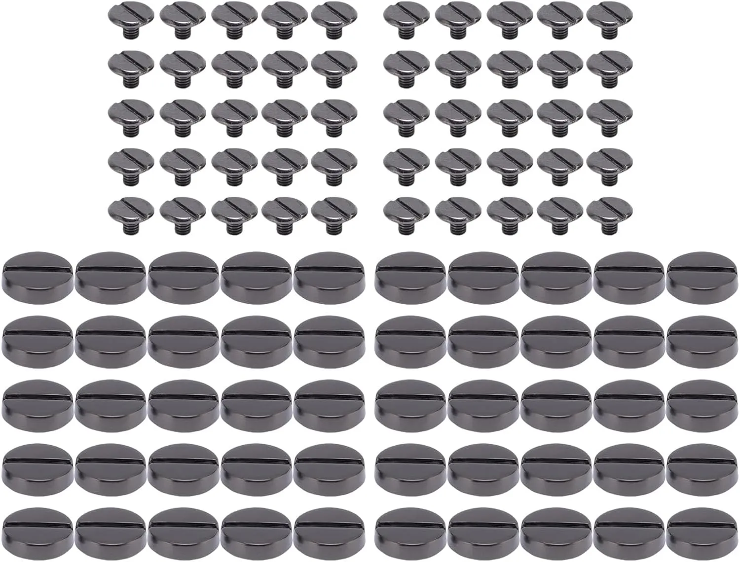 50 Set Screw Rivets Zinc Alloy Multifunctional Flat Slotted Cap Book Binding Posts Nail Rivets for Belt Handbag 12mm