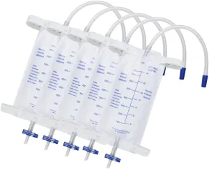 5pcs 750ml Leg Bag Urinary Drainage Bag, Urine Collection Bag with Tubing, Anti-Reflux Valve, Cloth Straps, Easy Drain
