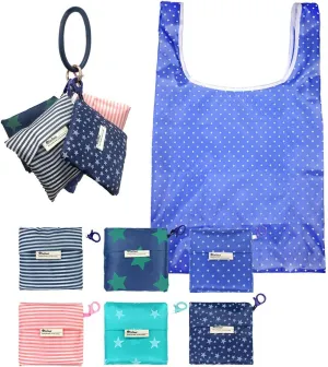 6 Pack of Reusable Grocery Bags with Ring Holder Foldable Machine-Washable Shopping Tote Sturdy Lightweight