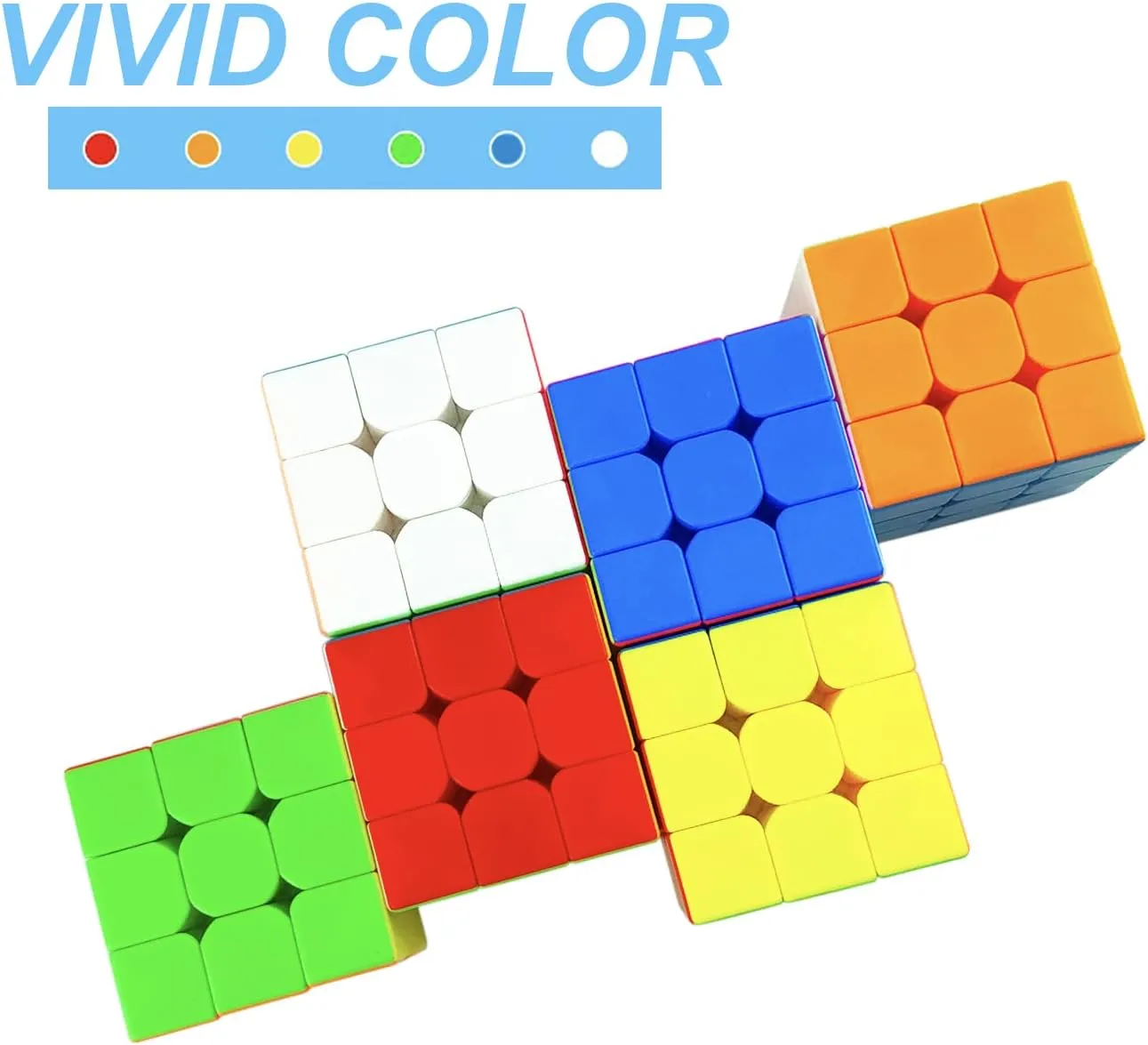 6 Pack Speed Cube Set, Stickerless Cube, Easy Smooth Turning Professional 3X3X3 Speed Cube, Party Favors, Puzzle Toys for Children, Adults, and All Ages