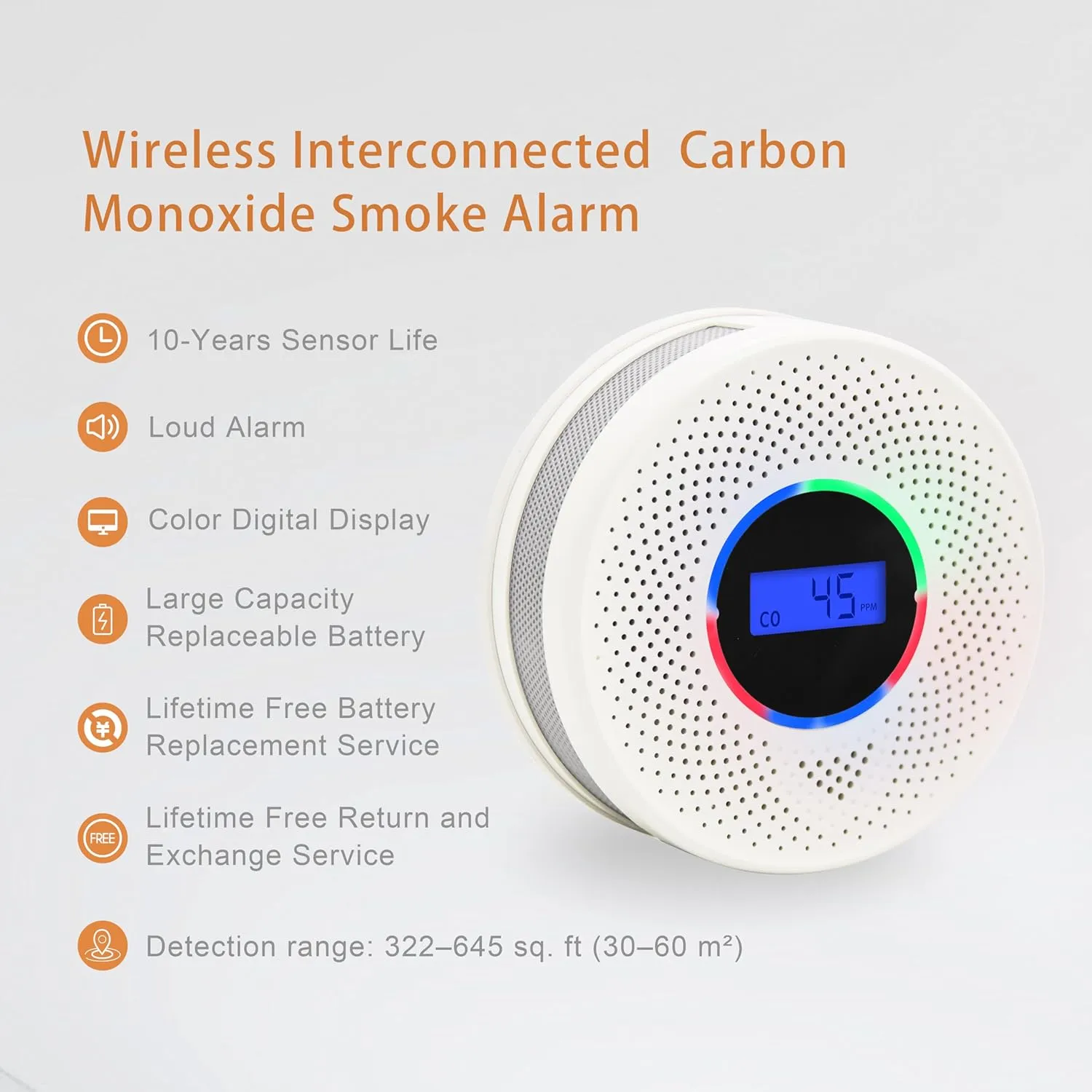 6Pack Upgraded Interlinked Smoke Carbon Monoxide Detector, Battery Powered&Wireless Interconnected Smoke and CO Alarm, Transmission Range of Over 820 ft (Includes Battery)