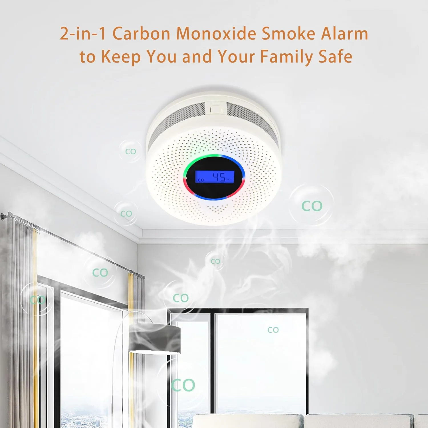 6Pack Upgraded Interlinked Smoke Carbon Monoxide Detector, Battery Powered&Wireless Interconnected Smoke and CO Alarm, Transmission Range of Over 820 ft (Includes Battery)