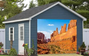 7x8ft Gobi Desert Scenery Garage Door Decor West Weathered Sandstone Rock Mountain Valley Landscape Garage Door Background Cowboy Hiking Adventure Tour Party Garage Door Decor