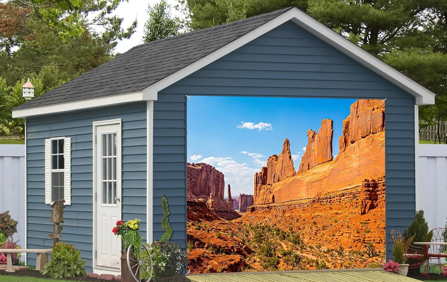 7x8ft Gobi Desert Scenery Garage Door Decor West Weathered Sandstone Rock Mountain Valley Landscape Garage Door Background Cowboy Hiking Adventure Tour Party Garage Door Decor