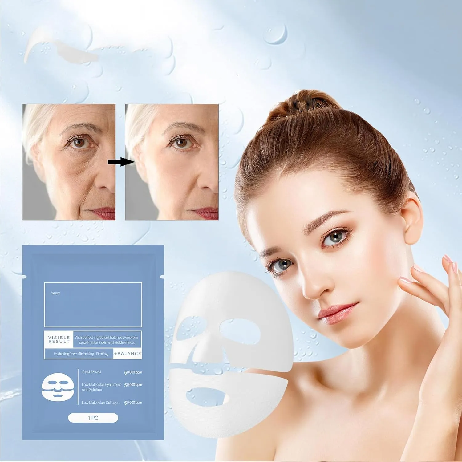 8 Packs Bio-Collagen Mask, Bio Collagen Face Mask Overnight, Bio Collagen Face Mask, Bio Collagen Mask, Hydrating Overnight Hydrogel Mask, Pore Minimizing, Elasticity(8pcs)