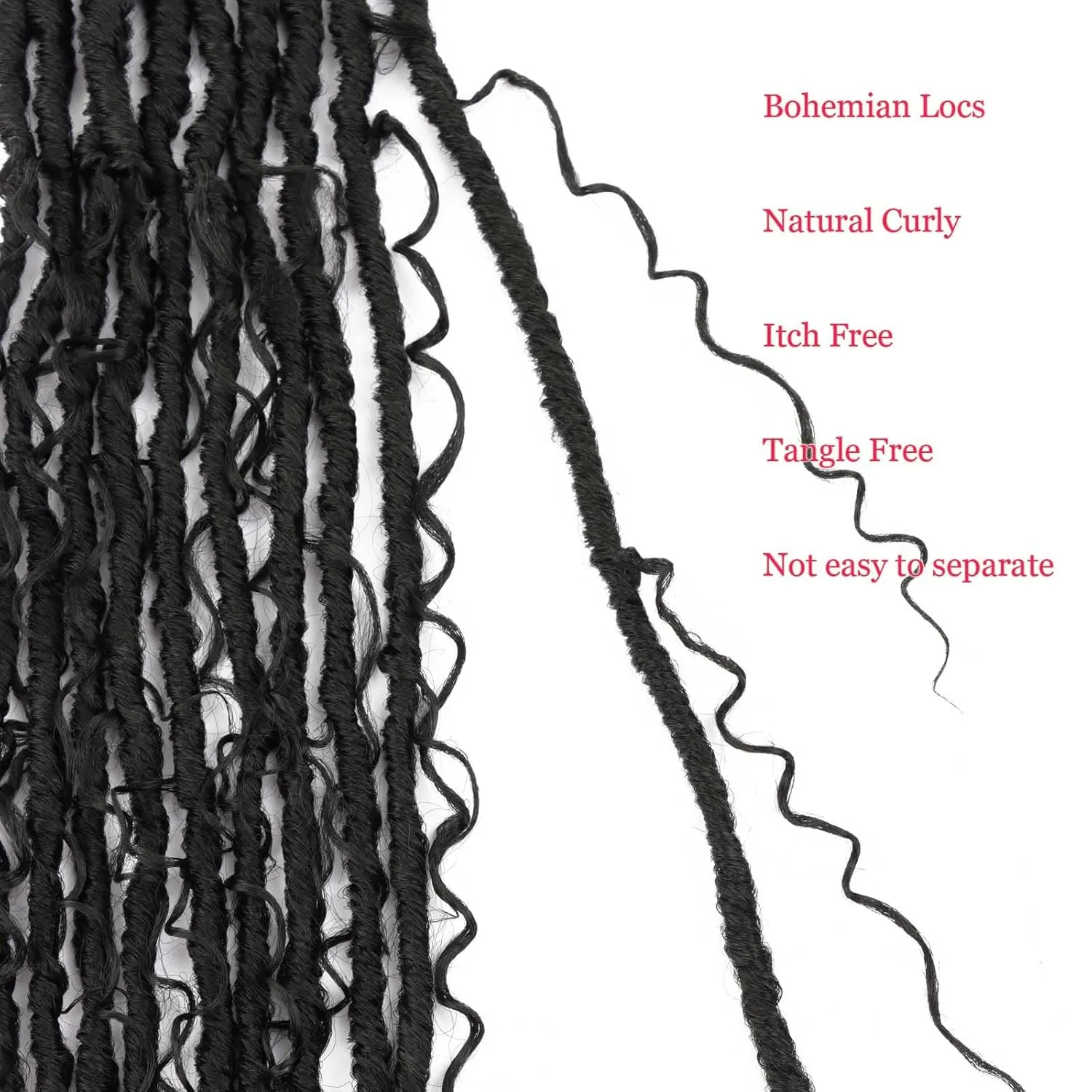 8 Packs Bohemian Goddess Locs Crochet Hair Curly 18 Inch Faux Locs Crochet Boho Braids Soft Locs with Curly (1B, 18 Inch(Pack of 8))
