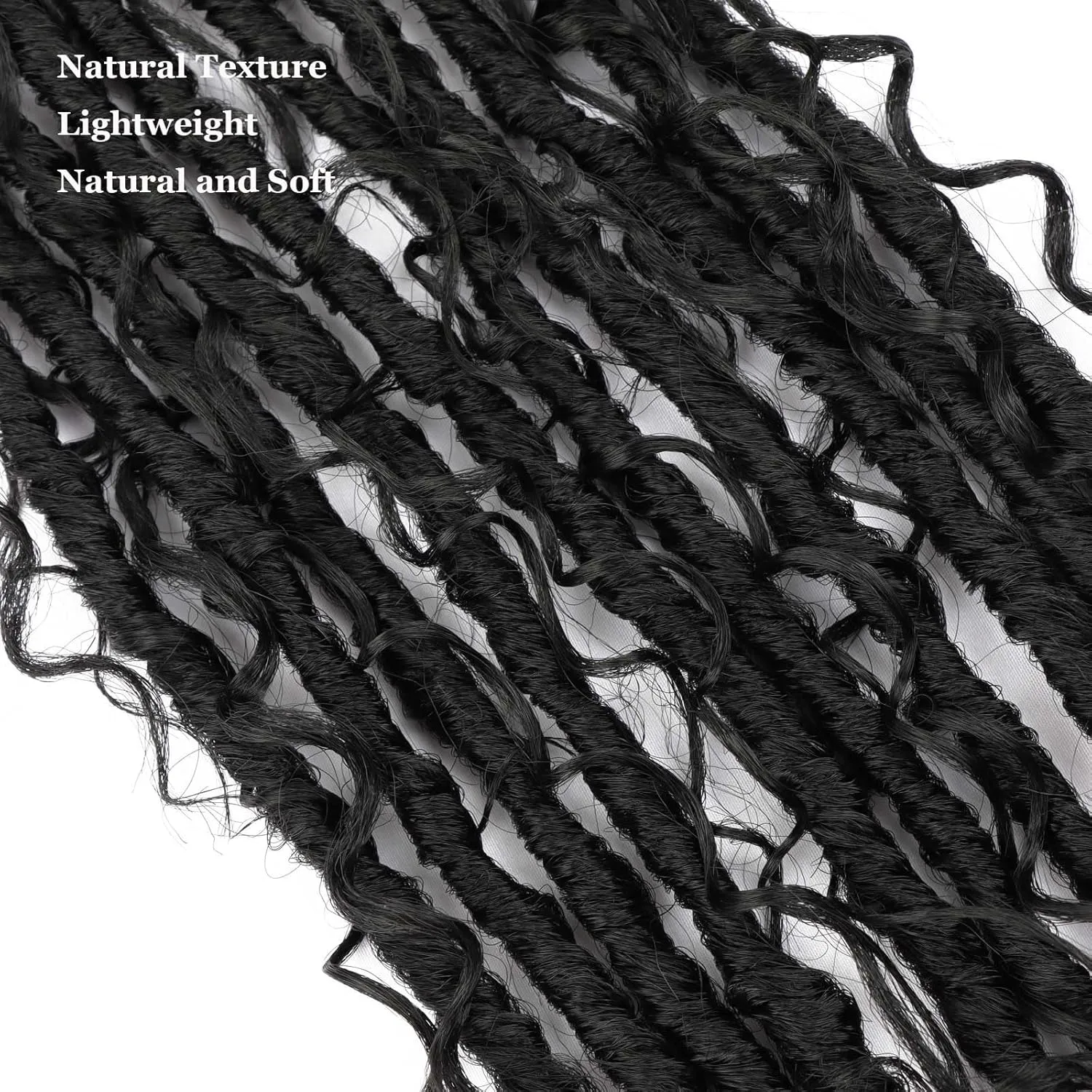 8 Packs Bohemian Goddess Locs Crochet Hair Curly 18 Inch Faux Locs Crochet Boho Braids Soft Locs with Curly (1B, 18 Inch(Pack of 8))