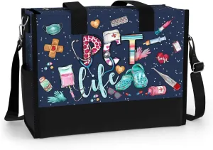 84hoods Large Tote Bag for Women. Gift for Nurse. Waterproof Bag with Pockets and Zipper for Travel, Work, Grocery.