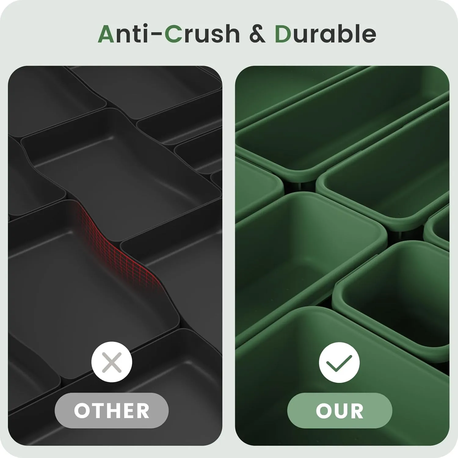 A-LuGei 【𝟰𝟮𝗣𝗖𝗦】 Army Green Tool Box Organizer Tray Divider Set, Desk Drawer Organizer, Garage Organization and Storage Toolbox Accessories for Rolling Tool Chest Cart Cabinet Work Parts