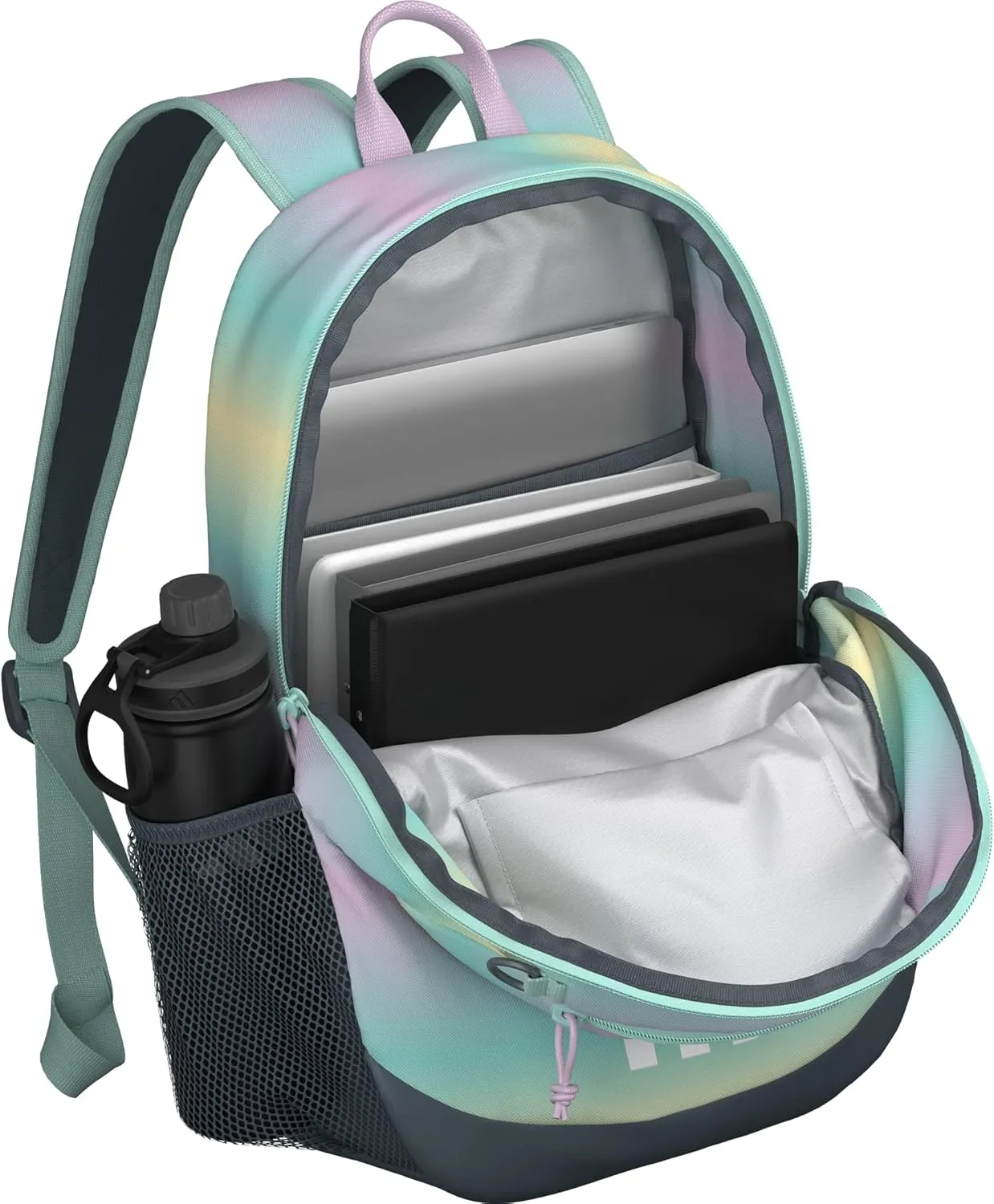 adidas Boys' Originator Backpack (23L) Medium Durable Athletic Student Laptop Book Bag, Gradient Flash Aqua/Semi Flash Aqua Blue/Orchid Fusion Purple, One Size