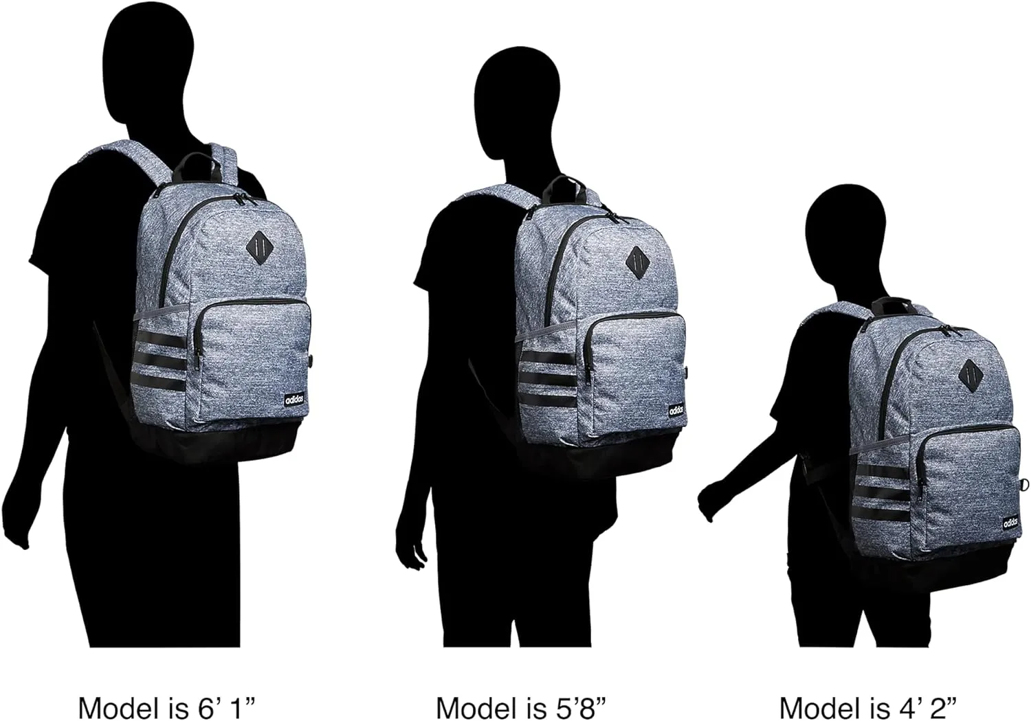 adidas Classic 3-Stripe Durable Backpack Student Athletic Sport Laptop Book Bag Discontinued, Black/Snowglobe/4.0, One Size