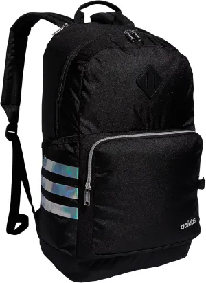 adidas Classic 3-Stripe Durable Backpack Student Athletic Sport Laptop Book Bag Discontinued, Black/Snowglobe/4.0, One Size