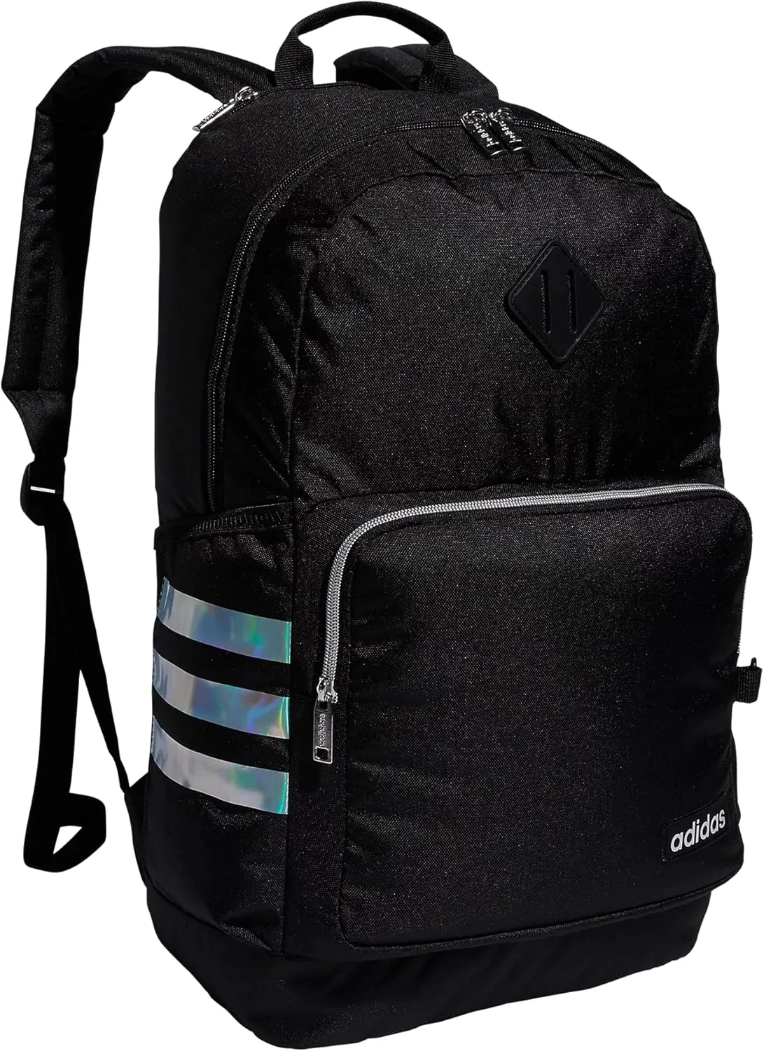 adidas Classic 3-Stripe Durable Backpack Student Athletic Sport Laptop Book Bag Discontinued, Black/Snowglobe/4.0, One Size