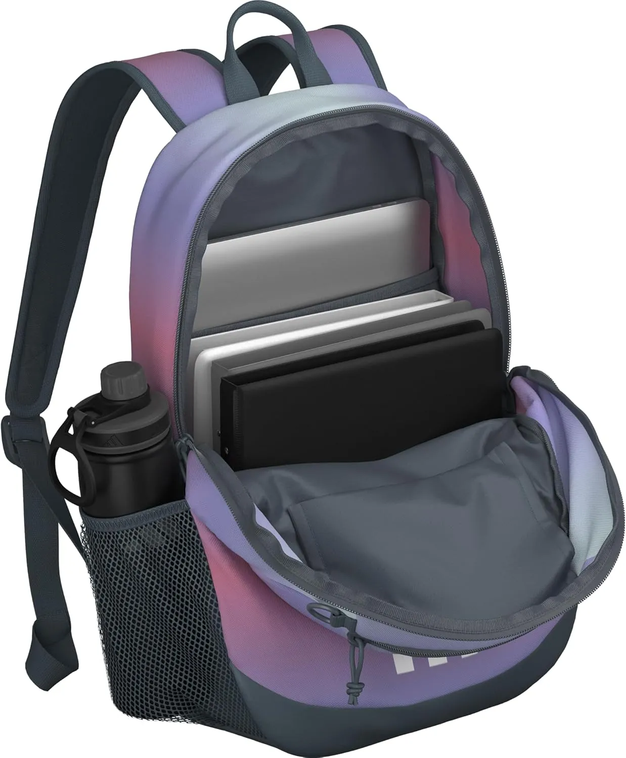 adidas Originator Small Backpack for Men and Women, Athletic Book Bag with Laptop Sleeve, Gradient Rose Tone Pink/Onix Grey, One Size