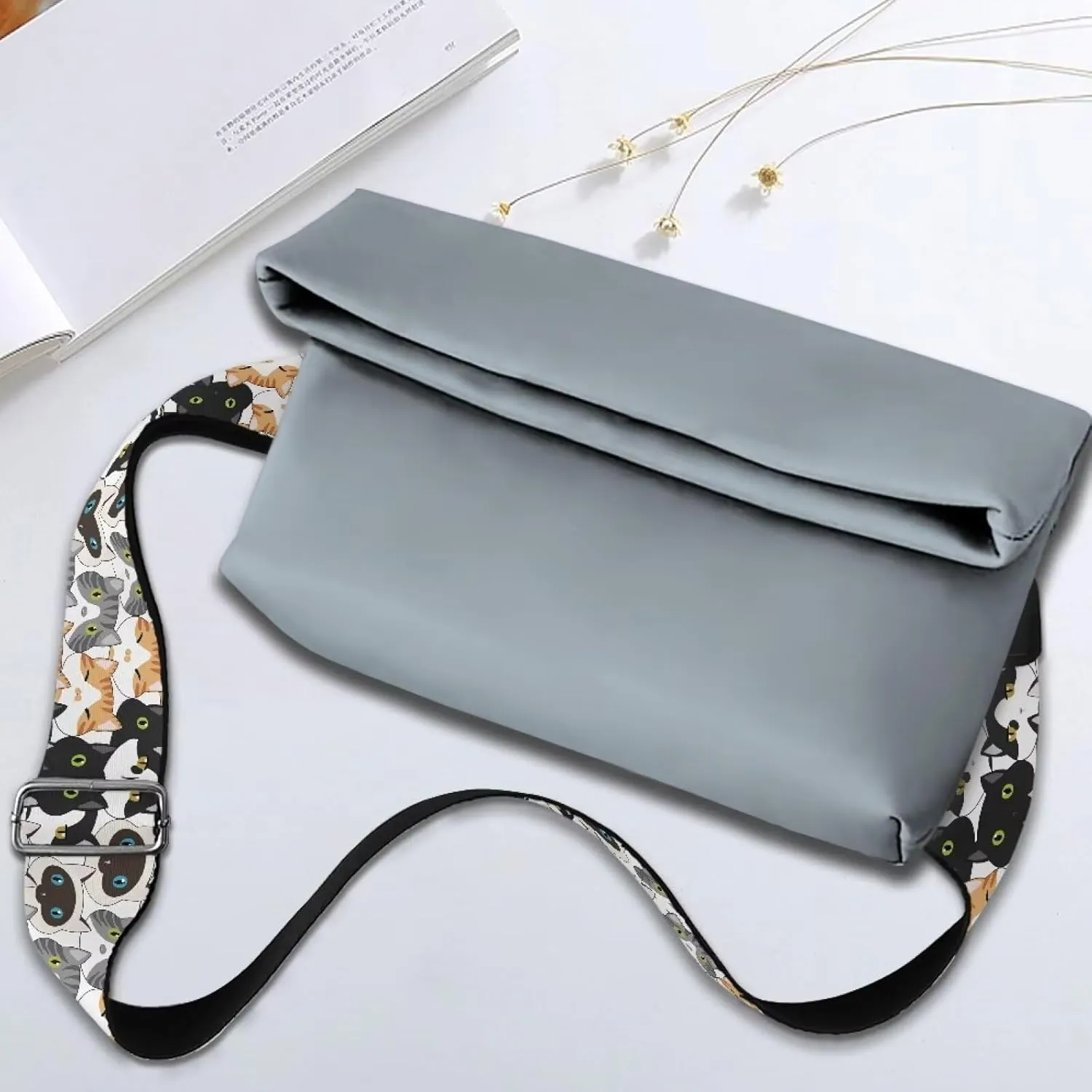 Adjustable Purse Strap for Women, Crossbody Wide Handbag Strap Replacement, Sturdy Bag Strap with Silver Hardware
