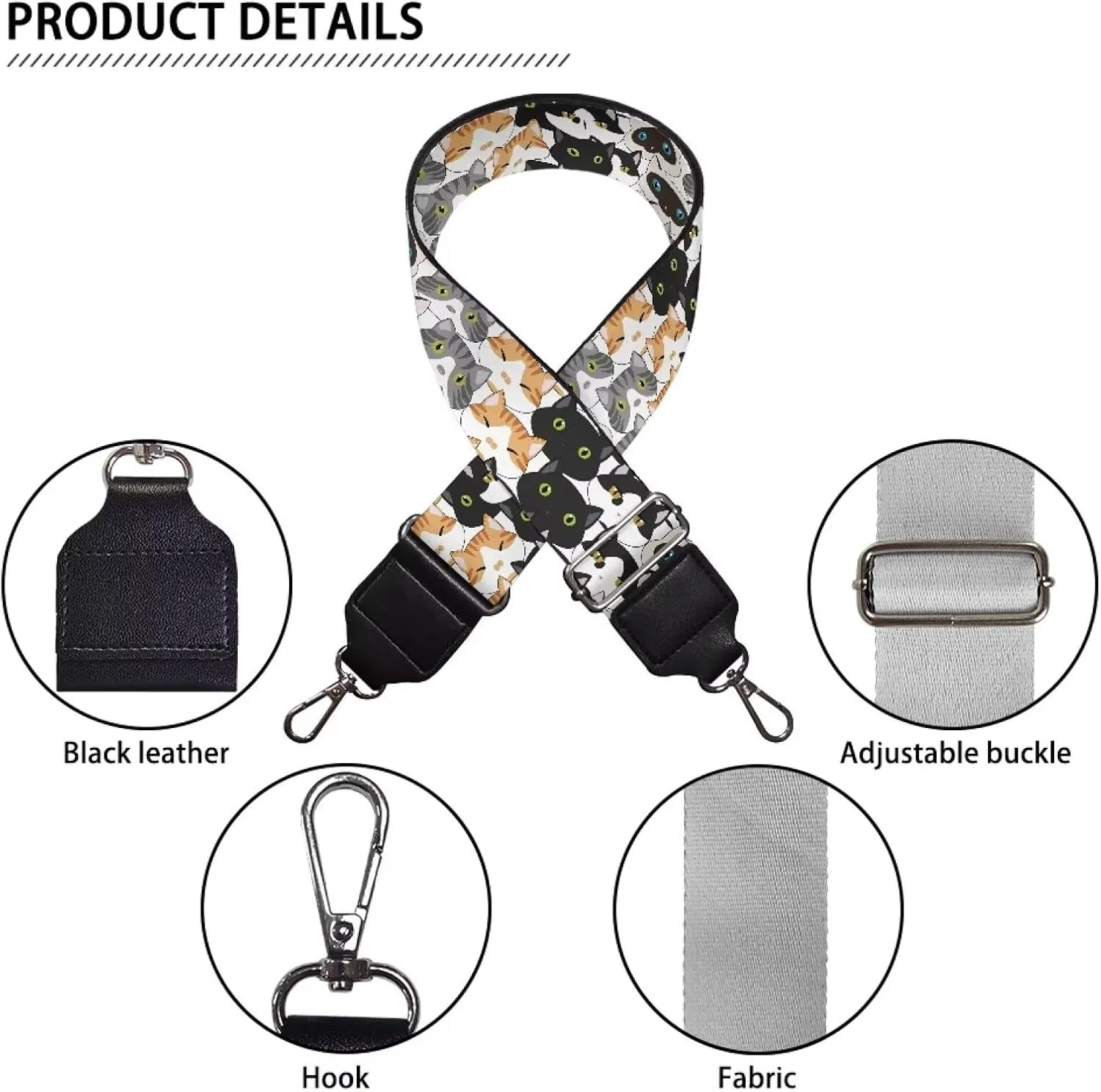 Adjustable Purse Strap for Women, Crossbody Wide Handbag Strap Replacement, Sturdy Bag Strap with Silver Hardware