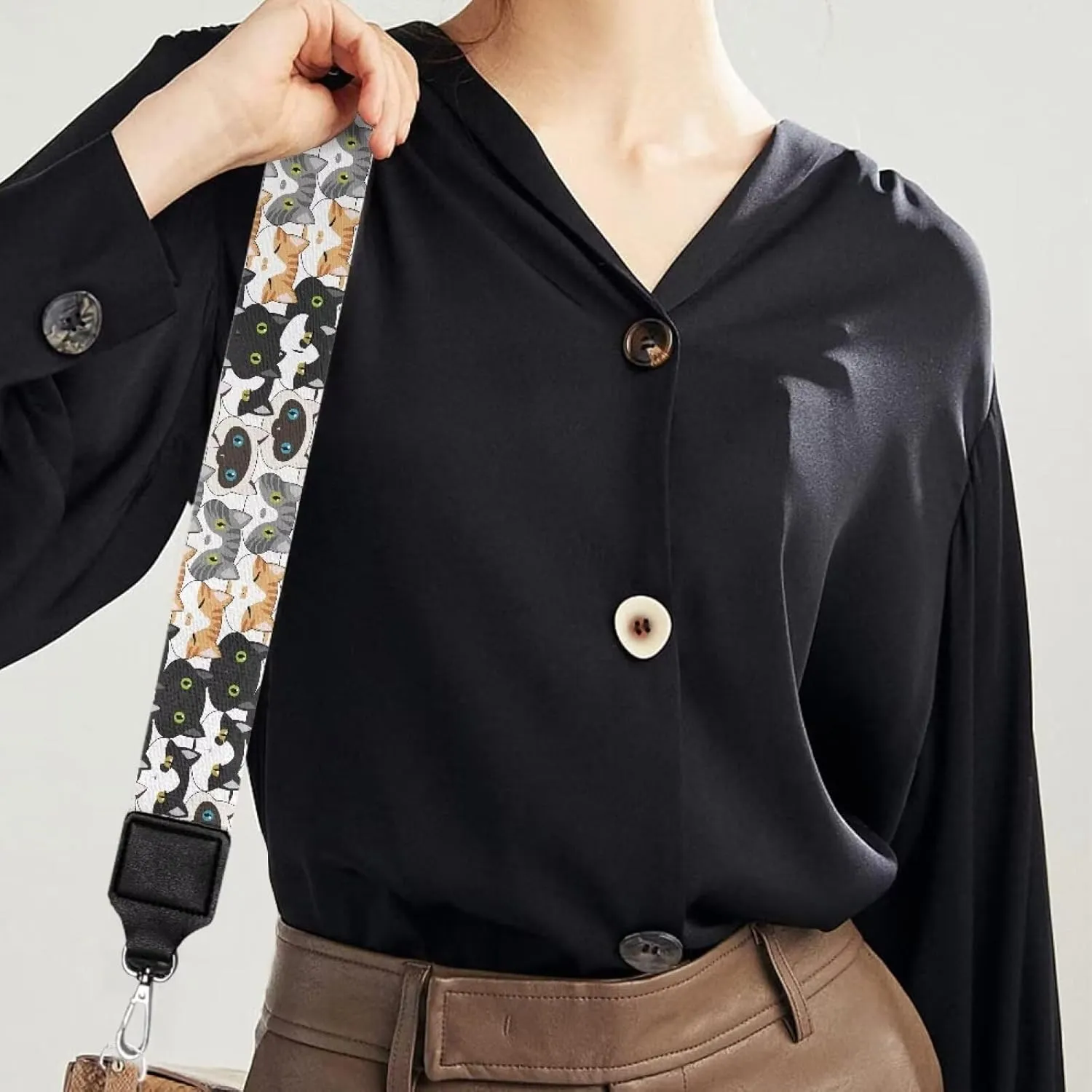 Adjustable Purse Strap for Women, Crossbody Wide Handbag Strap Replacement, Sturdy Bag Strap with Silver Hardware