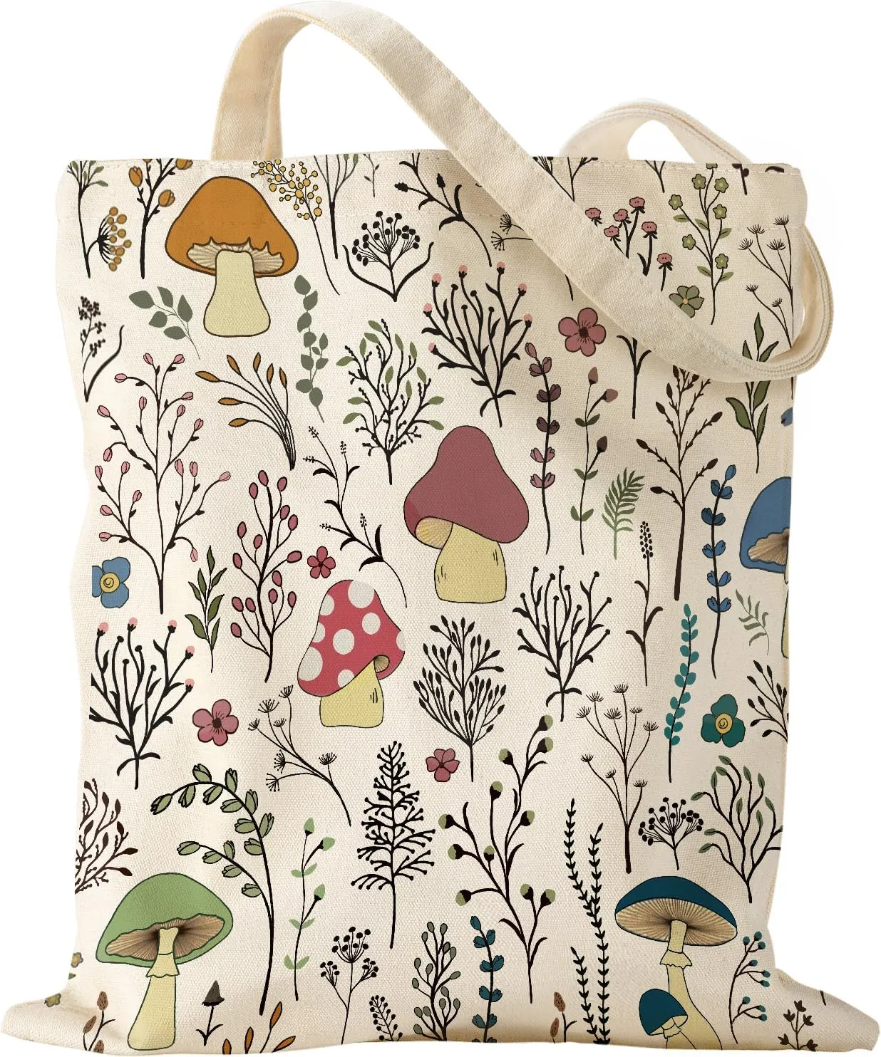 Aesthetic Canvas Tote Bag for Women - Sturdy Cloth Cotton Totes Bag with Pattern Shoulder Bag