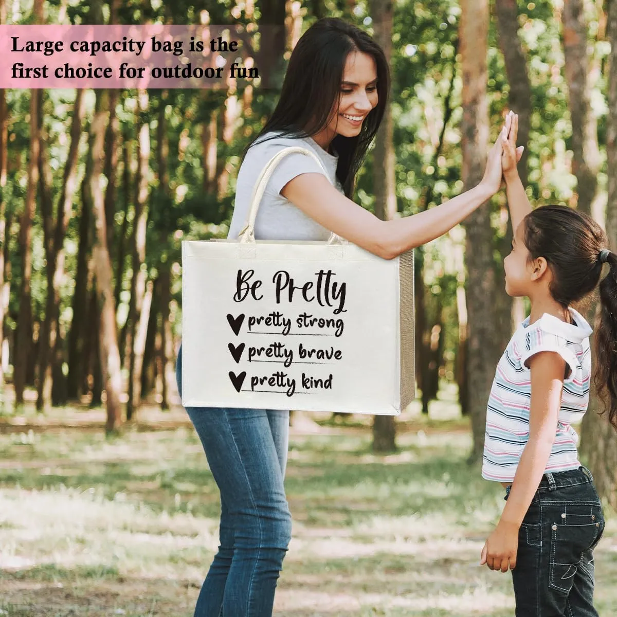 Aesthetic Tote Bag For Women, Reusable Grocery Beach Bag for friend family Gifts for Christmas Thanksgiving Day - C