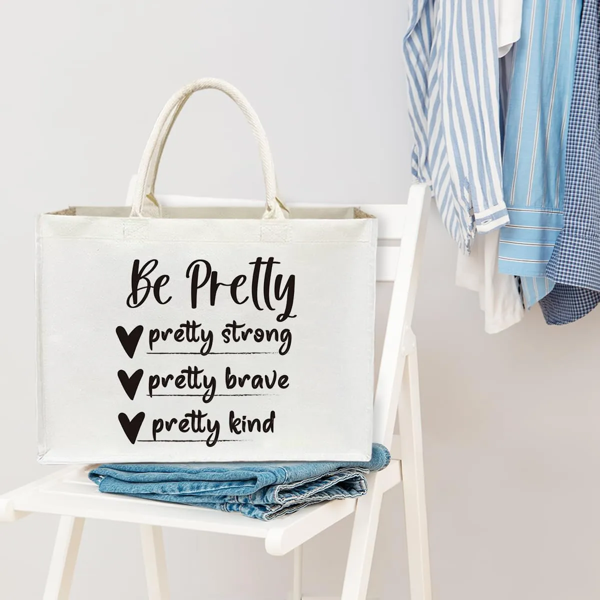 Aesthetic Tote Bag For Women, Reusable Grocery Beach Bag for friend family Gifts for Christmas Thanksgiving Day - C
