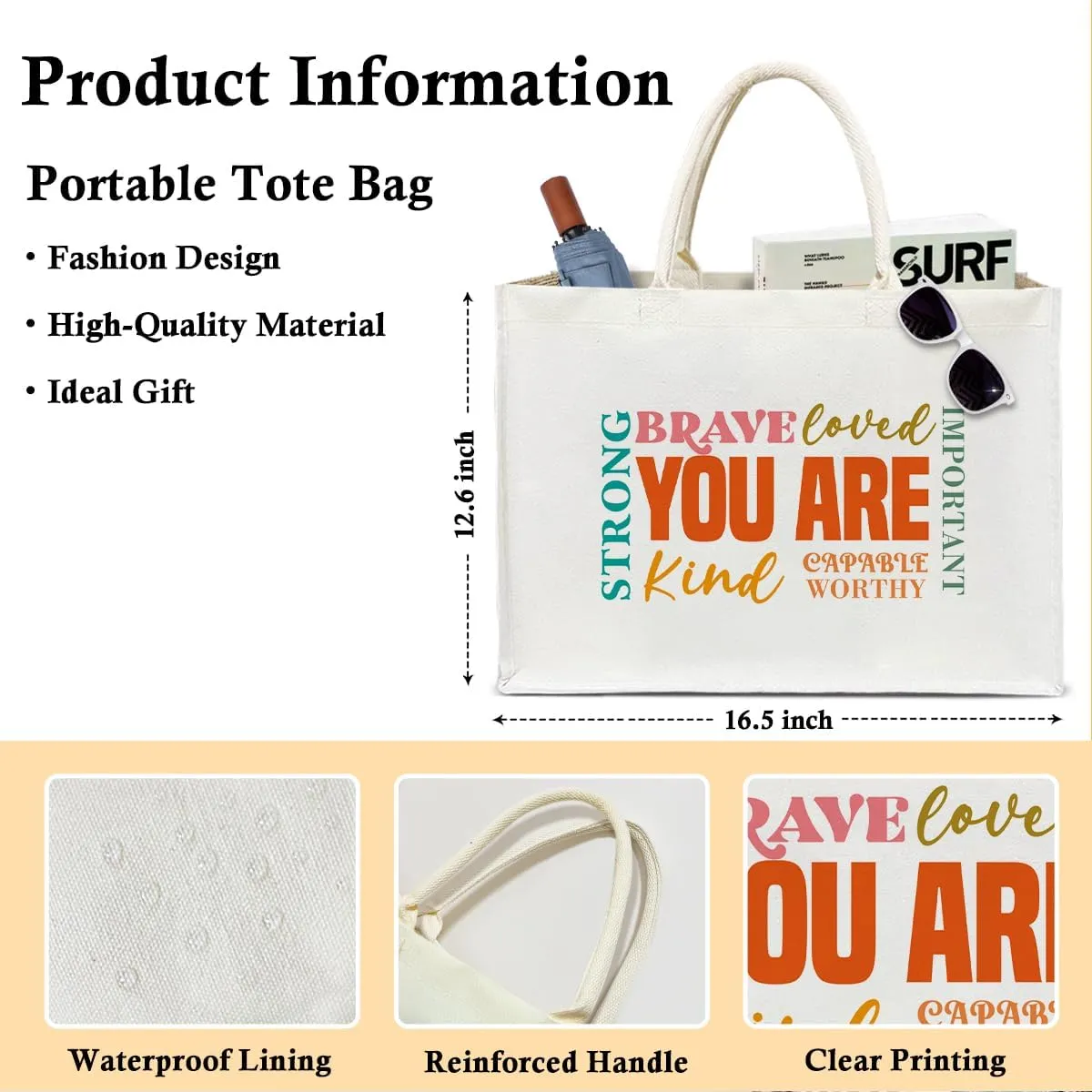 Aesthetic Tote Bag For Women, Reusable Grocery Beach Bag for friend family Gifts for Christmas Thanksgiving Day - D
