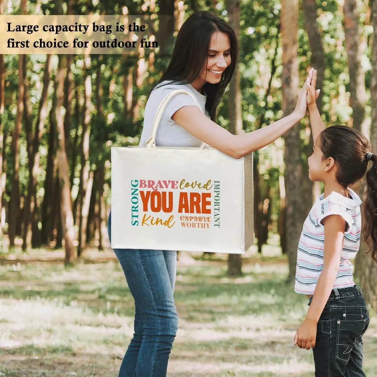 Aesthetic Tote Bag For Women, Reusable Grocery Beach Bag for friend family Gifts for Christmas Thanksgiving Day - D