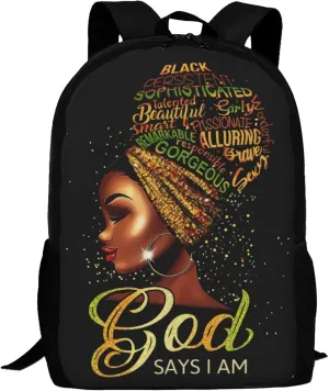 African American Girl Backpack School Book Bag Travel Backpack for Teen Women Student College Work