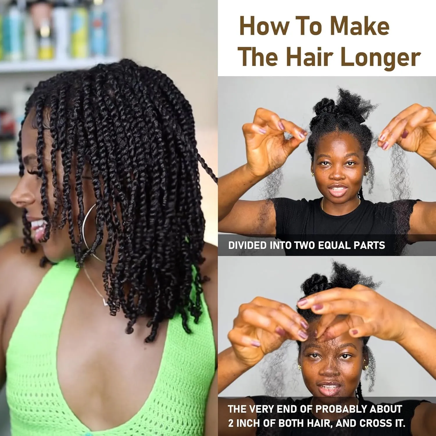 Afro Kinkys Bulk Human Hair -100% Real Human Hair for Mini Twist, Braiding, Loc Extensions & Crochet, Kinky Curly Hair Bundles, Natural Afro Bulk for Dreadlocks(1B, 12Inch) (27#, 18 Inch(Pack of 1))