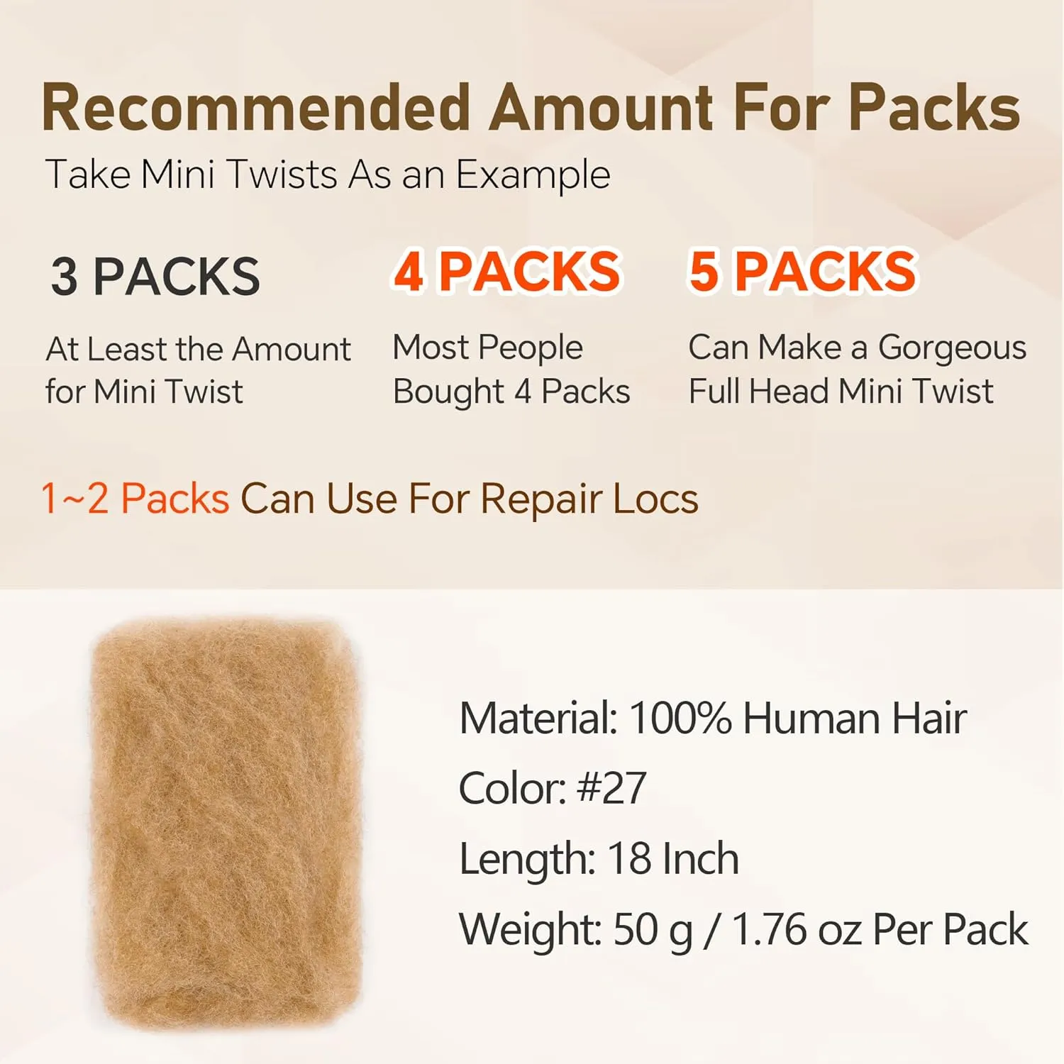 Afro Kinkys Bulk Human Hair -100% Real Human Hair for Mini Twist, Braiding, Loc Extensions & Crochet, Kinky Curly Hair Bundles, Natural Afro Bulk for Dreadlocks(1B, 12Inch) (27#, 18 Inch(Pack of 1))