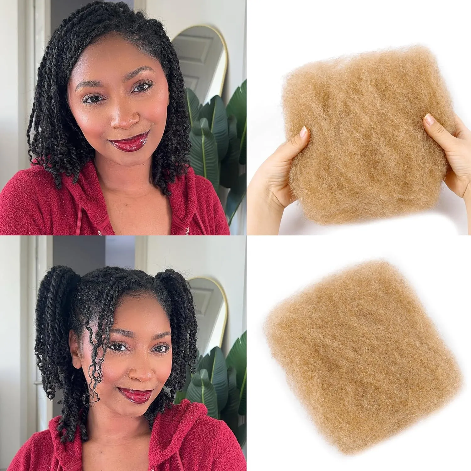 Afro Kinkys Bulk Human Hair -100% Real Human Hair for Mini Twist, Braiding, Loc Extensions & Crochet, Kinky Curly Hair Bundles, Natural Afro Bulk for Dreadlocks(1B, 12Inch) (27#, 18 Inch(Pack of 1))