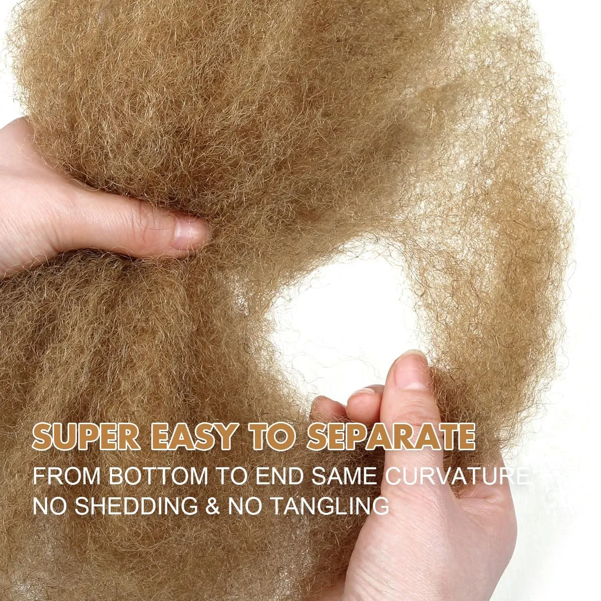 Afro Kinkys Bulk Human Hair, 12 inch 4c Curly Hair for Permanent Sister Locs/Mini Twists/Braids/Repair Can Dye and Bleach(50 Gram),Honey Blonde