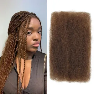 Afro Kinkys Bulk Human Hair, 12 inch 4c Curly Hair for Permanent Sister Locs/Mini Twists/Braids/Repair Can Dye and Bleach(50 Gram),Medium Brown