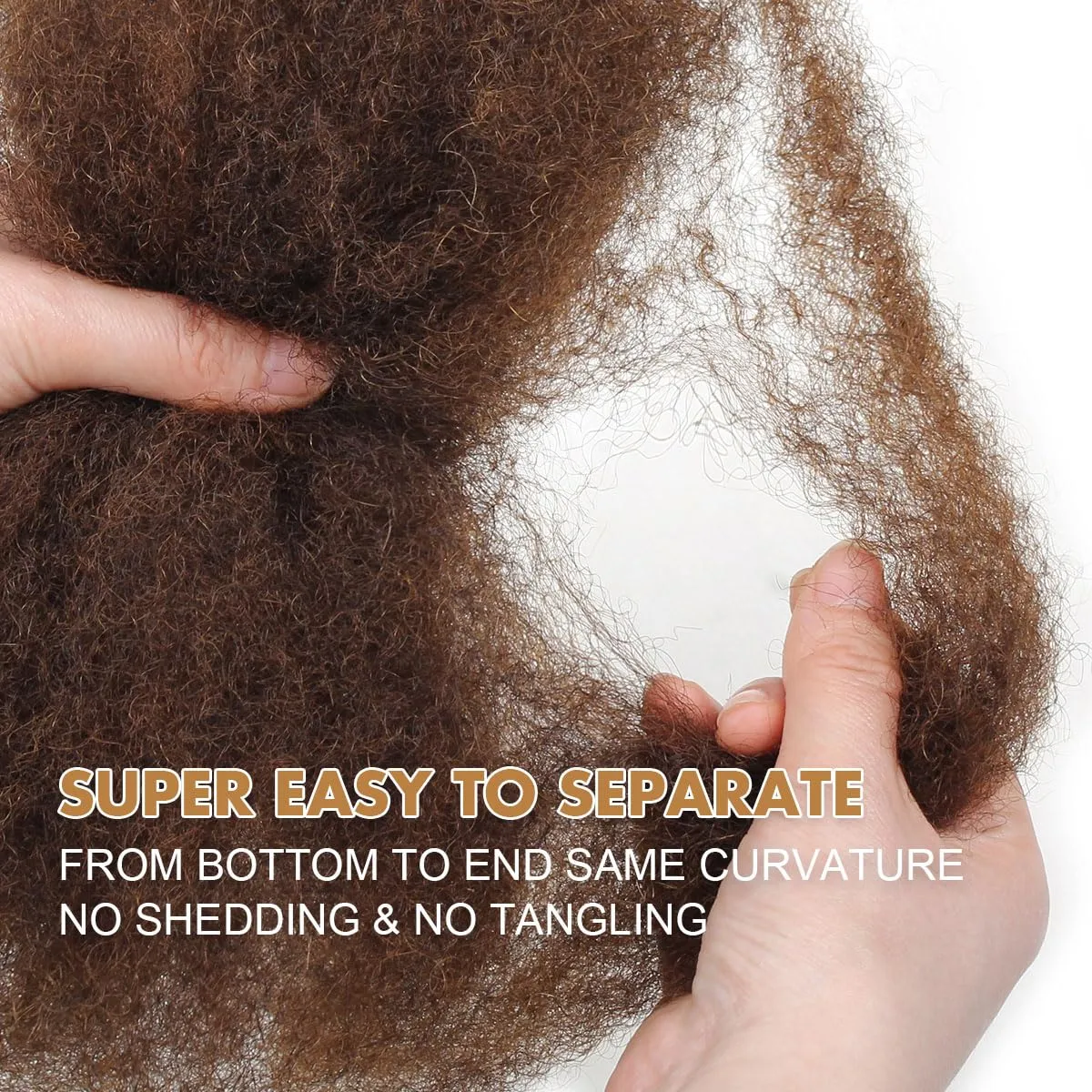 Afro Kinkys Bulk Human Hair, 12 inch 4c Curly Hair for Permanent Sister Locs/Mini Twists/Braids/Repair Can Dye and Bleach(50 Gram),Medium Brown