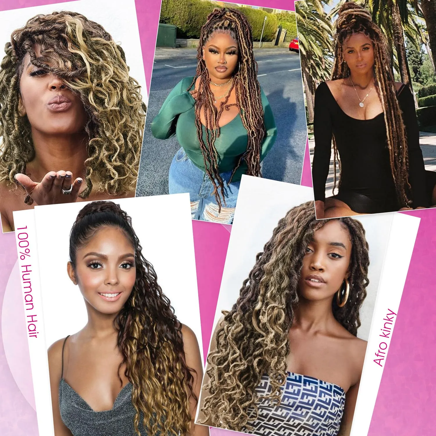 Afro Kinkys Bulk Human Hair For Braiding 14 inch Highlight 4/27 Afro Kinky Curly 100% Real Human Hair Bulk for Dreadlocks Mini Twist Crochet Braids Hair Extensions 50g/pack