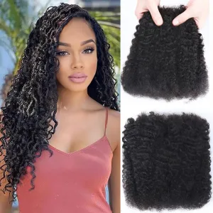 Afro Kinkys Bulk Human Hair For Braiding 14 inch Natural Black Afro Kinky Curly 100% Real Human Hair Bulk for Dreadlocks Mini Twist Crochet Braids Hair Extensions 50g/pack