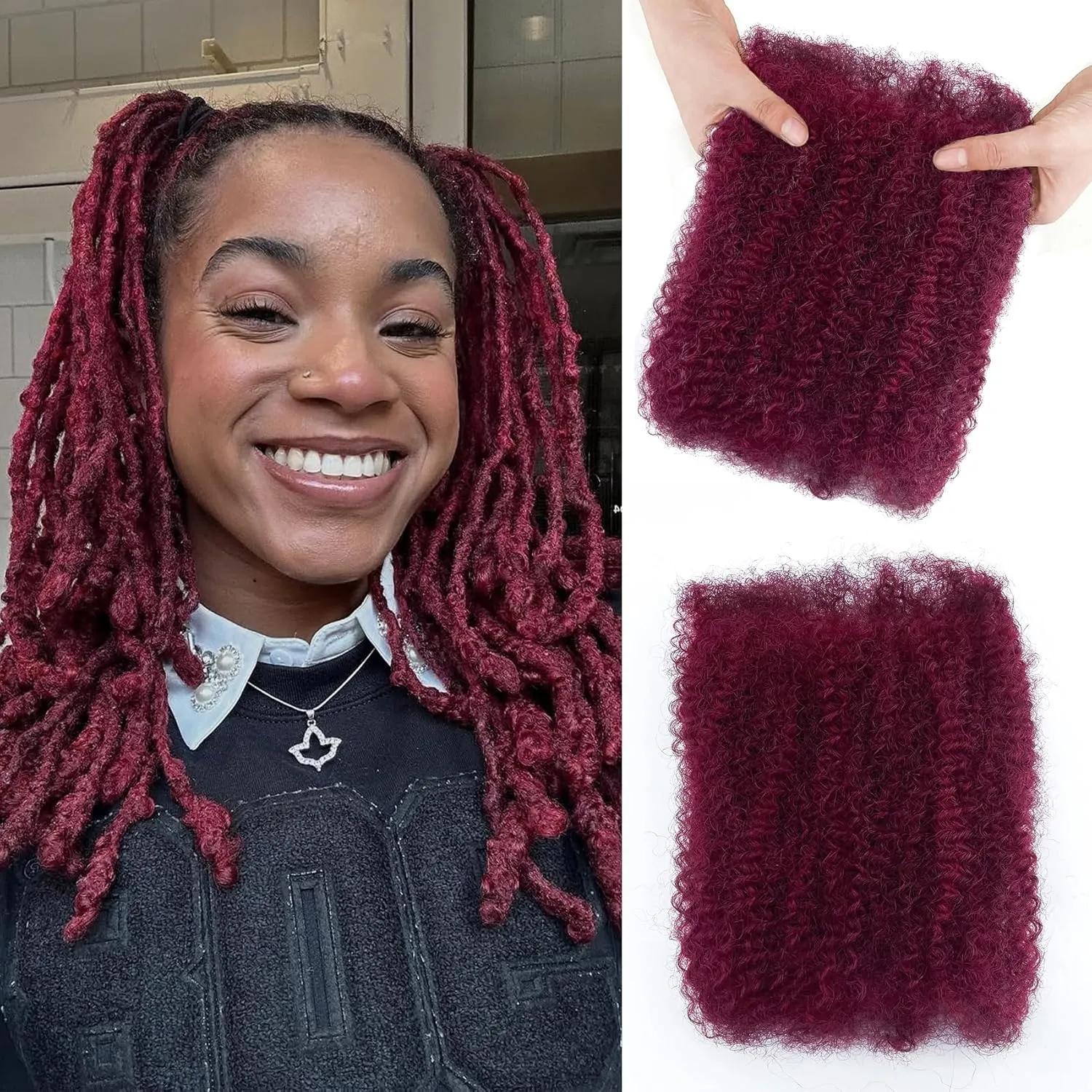 Afro Kinkys Bulk Human Hair for Repair Locs,100% Real Human Hair for Mini Twist,Dreadlocks Extensions Human Kinkyhair for Twist