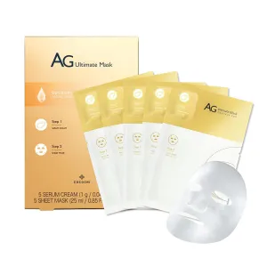 AG Ultimate 2 Steps Facial Mask Pack of 5, Moisturizing Facial Sheet Mask for All Skin Type, Anti-Glycation Face Mask Skincare With Hydrating Essence (exp. May 2026)