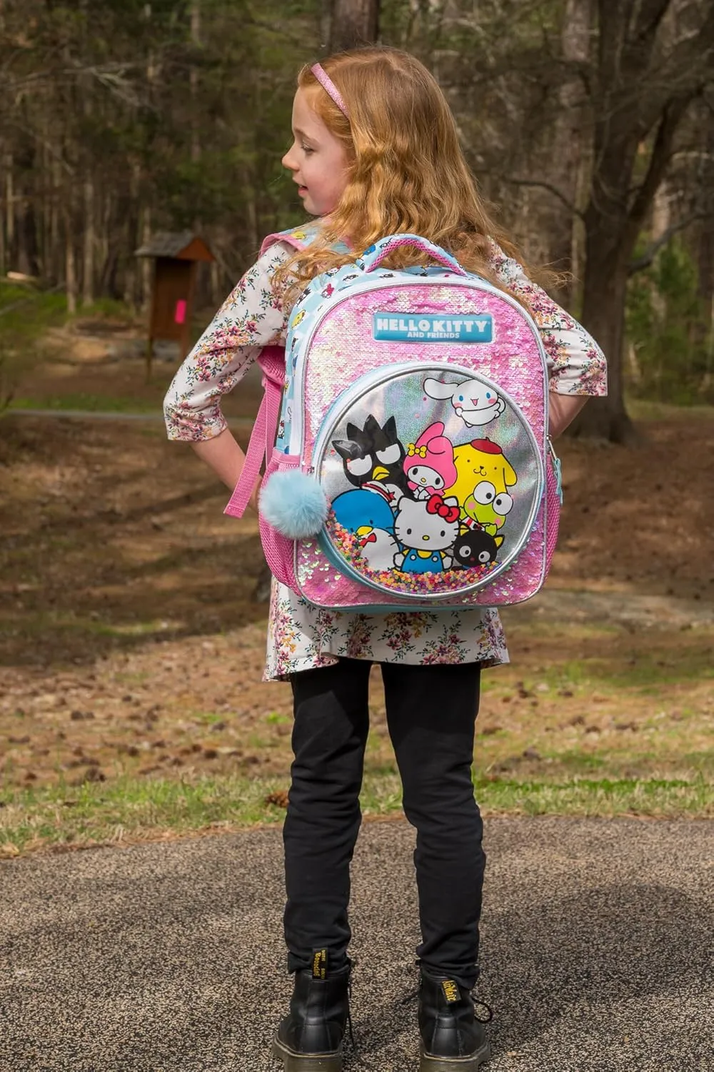 AI ACCESSORY INNOVATIONS Hello Kitty & Friends Girls Backpack, Sanrio Kawaii Book Bag, Flip Sequin 16” School Bag
