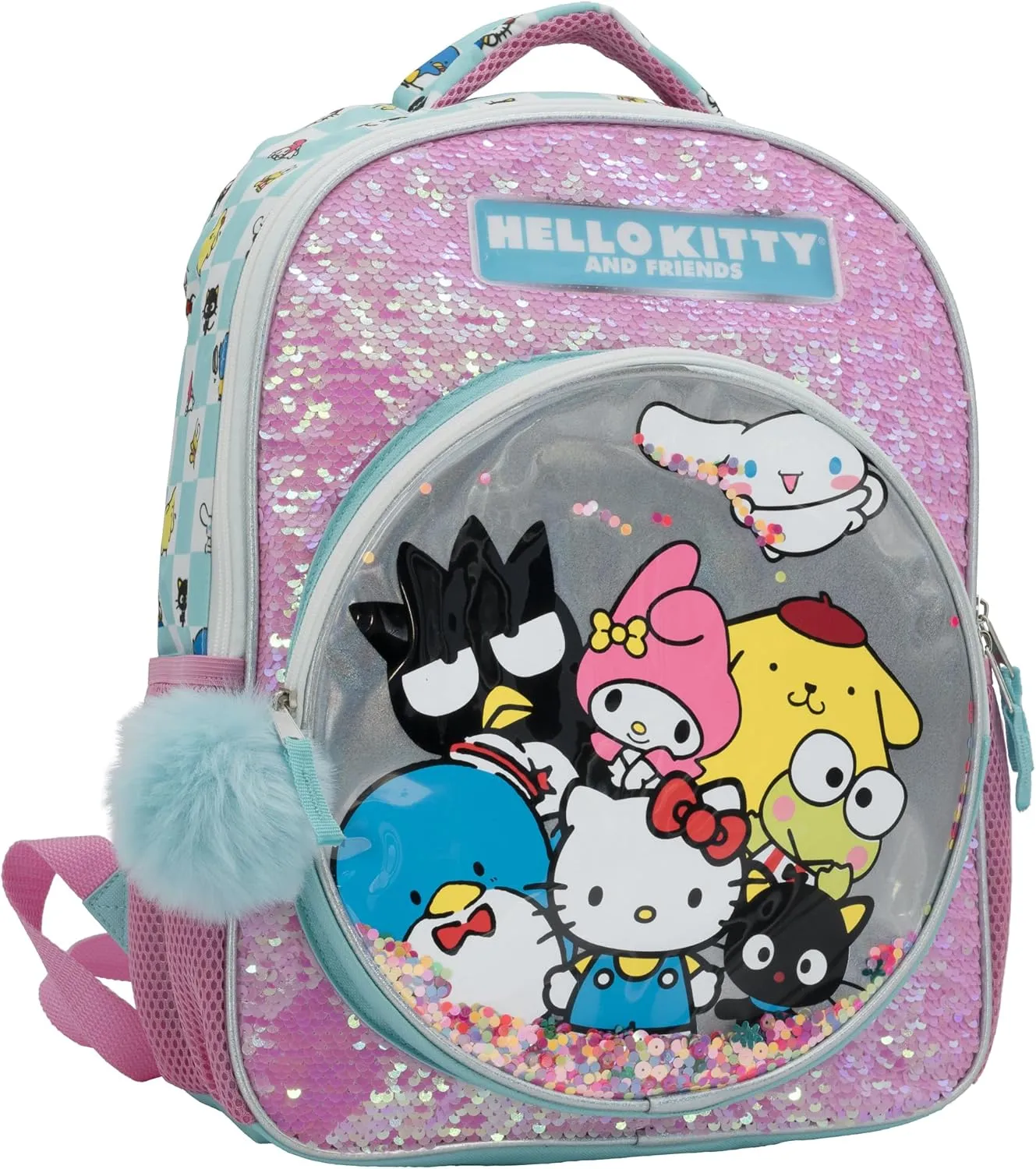 AI ACCESSORY INNOVATIONS Hello Kitty & Friends Girls Backpack, Sanrio Kawaii Book Bag, Flip Sequin 16” School Bag