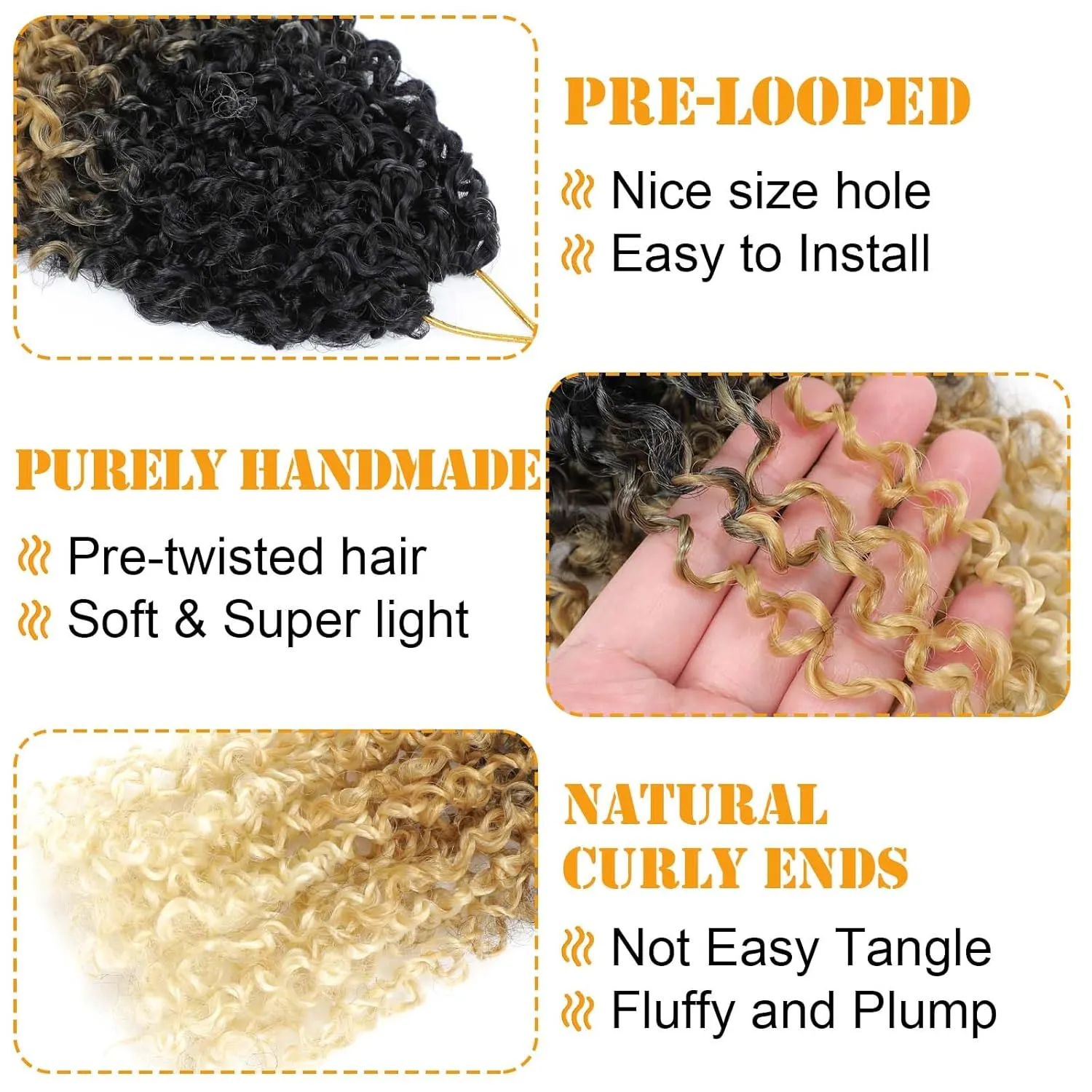 Aksice 10 Inch 8 Packs Yanky Twist Crochet Hair for Women Pre-looped Mini Twist Hair Bohemian Passion Twist Crochet Hair Boho Crochet Braids Synthetic (1B/27/613)