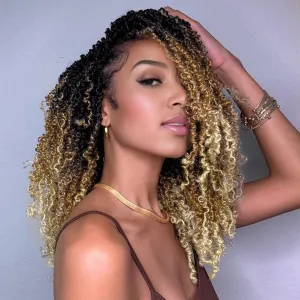 Aksice 8 Inch 8 Packs Yanky Twist Crochet Hair for Women Pre-looped Mini Twist Hair Bohemian Passion Twist Crochet Hair Boho Crochet Braids Synthetic (1B/27/613)