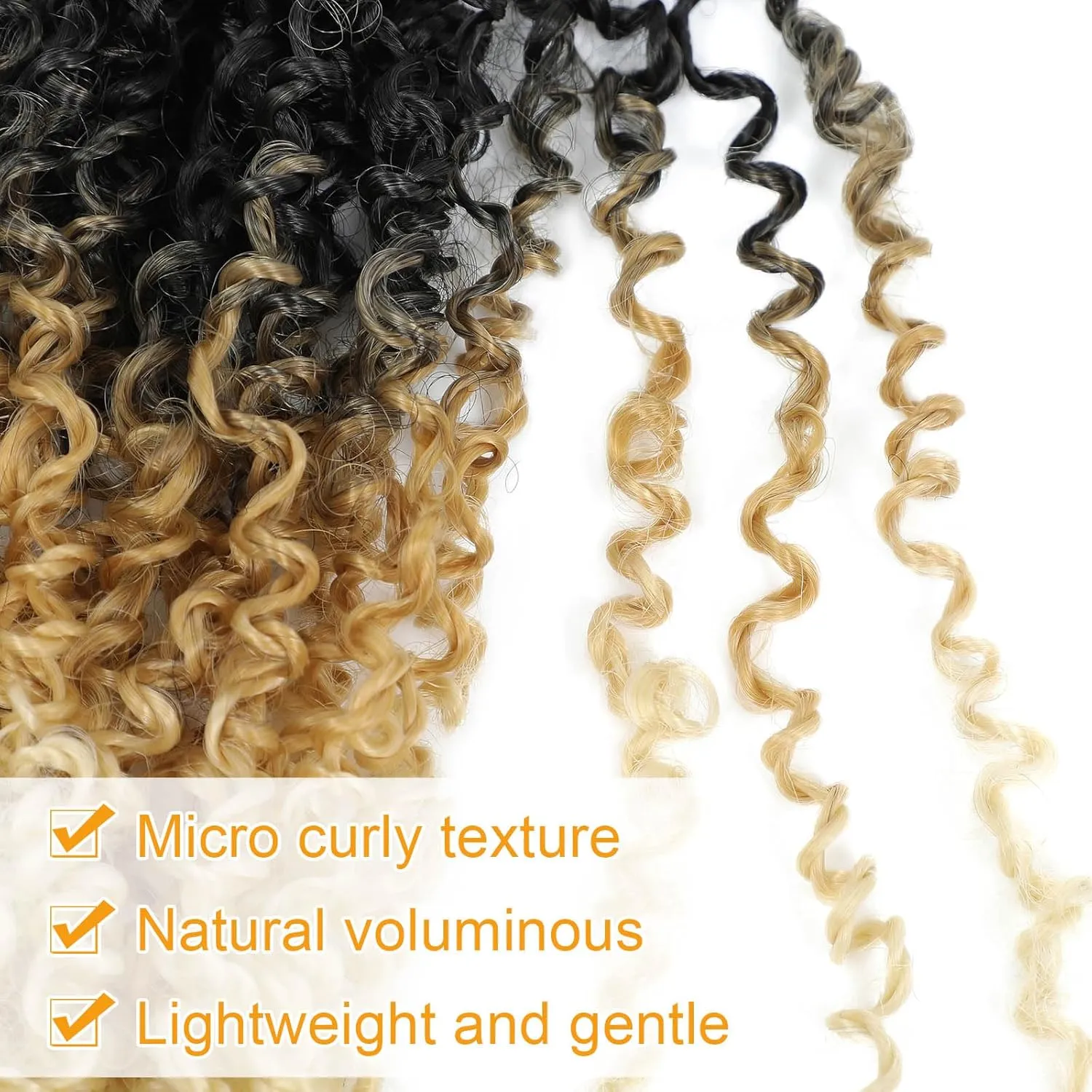 Aksice 8 Inch 8 Packs Yanky Twist Crochet Hair for Women Pre-looped Mini Twist Hair Bohemian Passion Twist Crochet Hair Boho Crochet Braids Synthetic (1B/27/613)