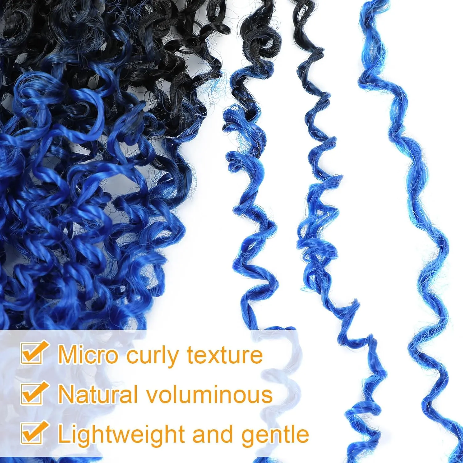Aksice 8 Inch 8 Packs Yanky Twist Crochet Hair for Women Pre-looped Mini Twist Hair Bohemian Passion Twist Crochet Hair Boho Crochet Braids Synthetic (1B/Blue)