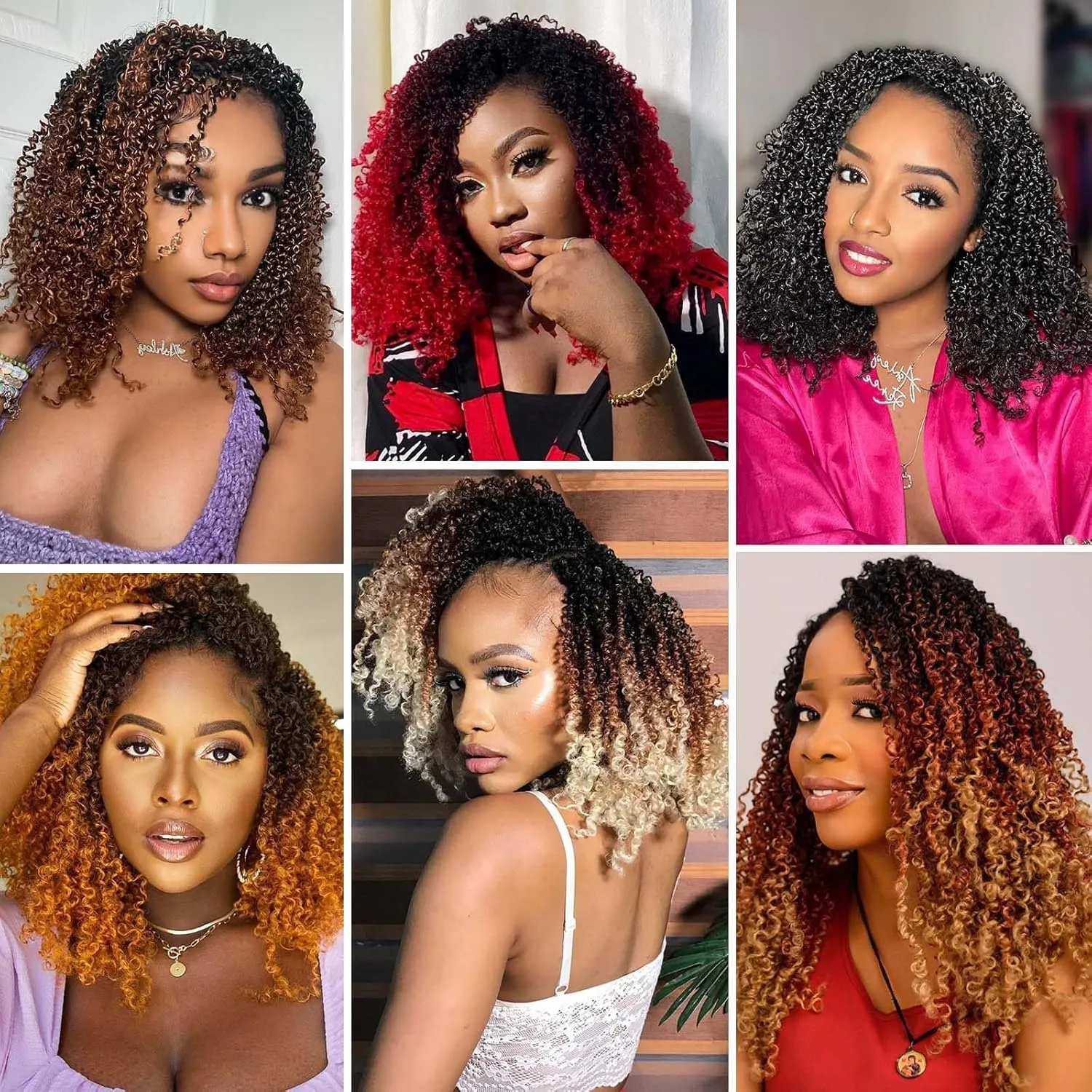 Aksice 8 Inch 8 Packs Yanky Twist Crochet Hair for Women Pre-looped Mini Twist Hair Bohemian Passion Twist Crochet Hair Boho Crochet Braids Synthetic (1B/Blue)